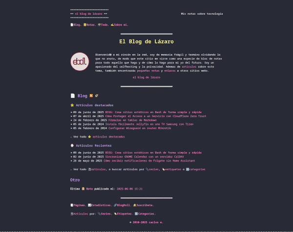 Mi blog en 2025 realizado con Hugo
