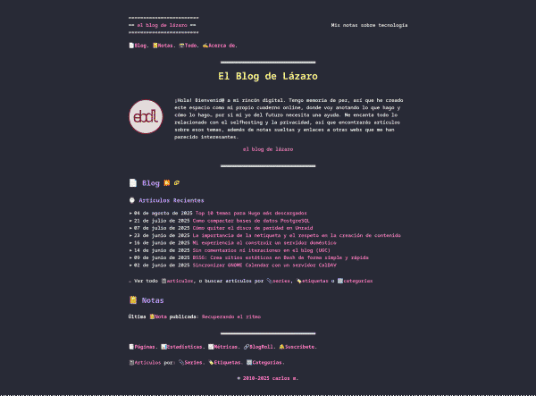 Mi blog en 2025 realizado con Hugo