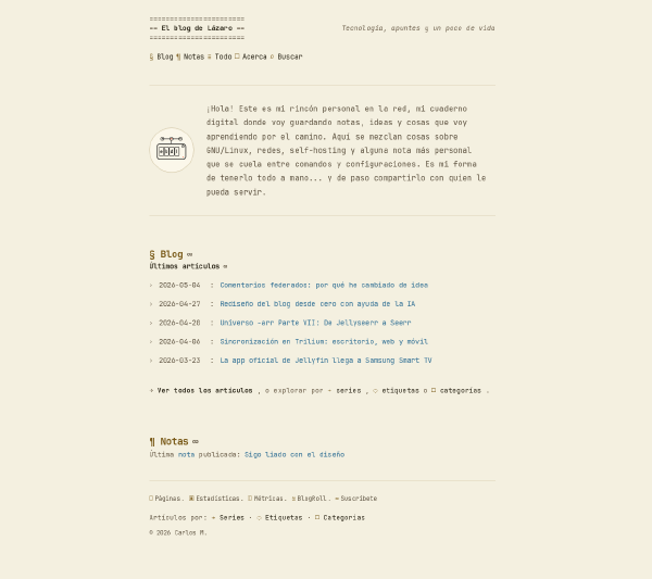 Mi blog en 2026 realizado con Hugo