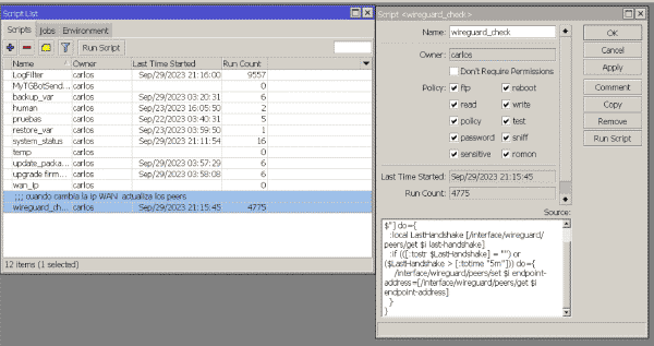 Programación del script de DDNS en Mikrotik