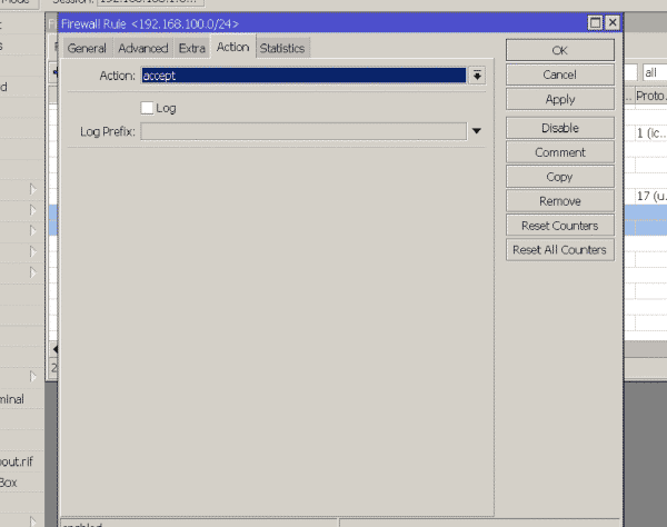 Regla de acceso a LAN configurada