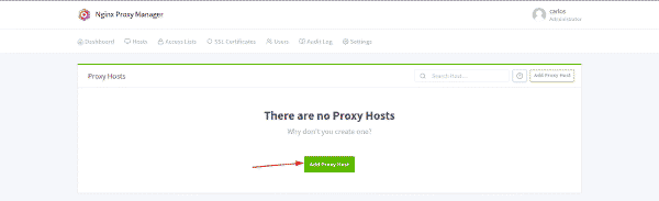 Creación de nuevo host en NPM