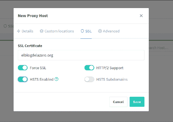 Selección del certificado SSL