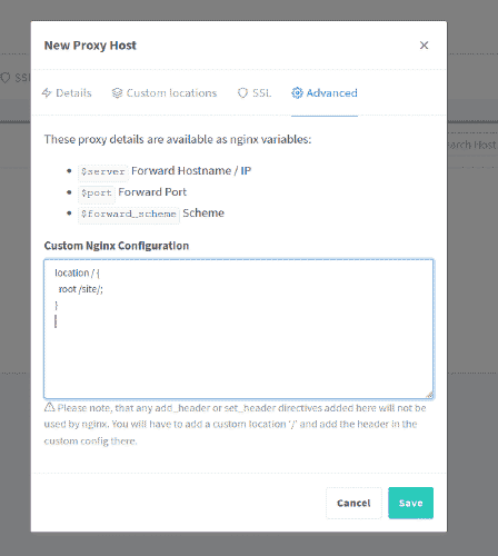 Código de configuración de Nginx