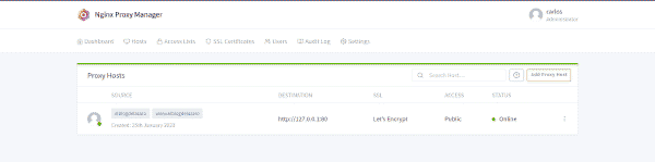 Host configurado correctamente