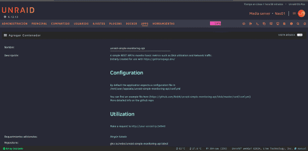 Plantilla de configuración de la API