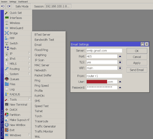 Configuración de correo SMTP en Mikrotik