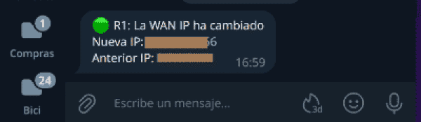 Notificación de cambio de IP por Telegram
