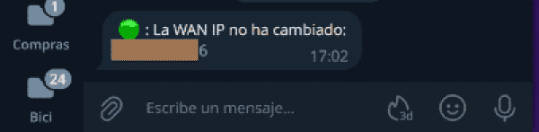 Notificación de IP sin cambios