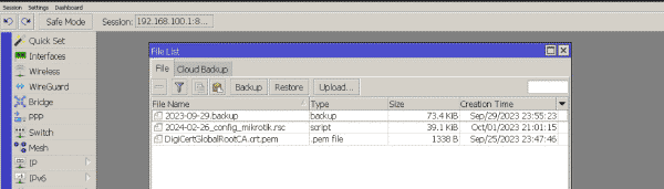 Fichero de exportación en Mikrotik