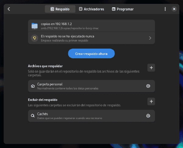 Añadir carpetas a la copia de seguridad