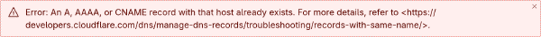 Error por conflicto de subdominio en Cloudflare