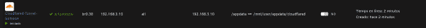 Contenedor Cloudflare Tunnel instalado en Unraid
