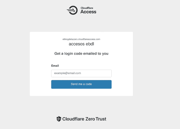 Pantalla de inicio de sesión de Cloudflare Zero Trust