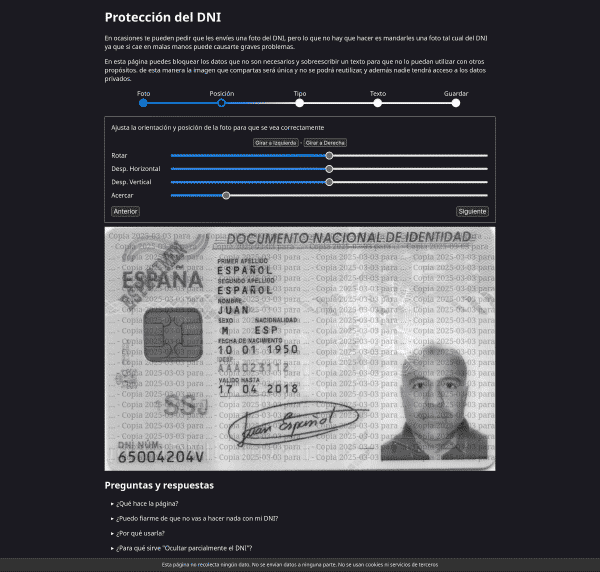 Ajuste de la imagen del DNI