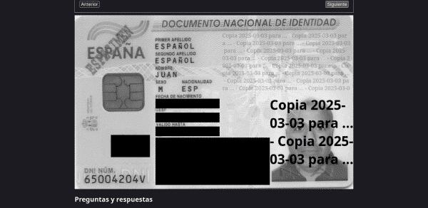 Máscaras aplicadas al DNI