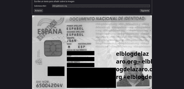 Marca de agua añadida al DNI