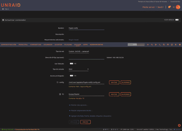 Plantilla de Frigate-Notify en Unraid