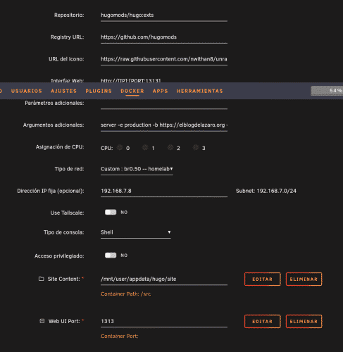 Repositorio cambiado a hugomods/hugo:exts