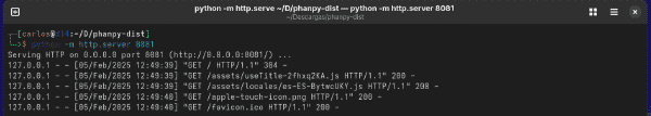 Phanpy servido con Python