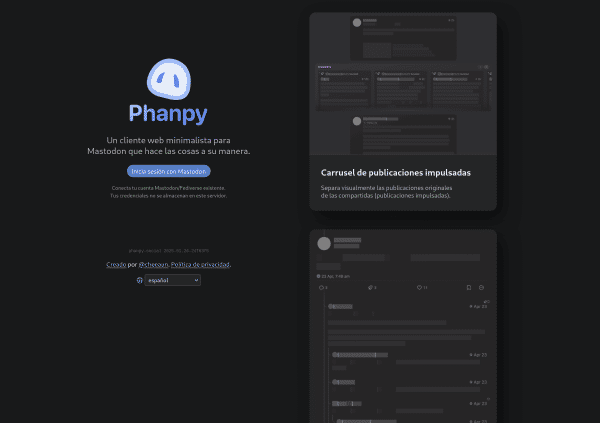 Interfaz de Phanpy funcionando