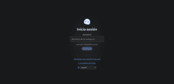 Inicio de sesión en Mastodon desde Phanpy