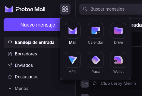 Sección VPN en el menú de la cuenta de Proton VPN