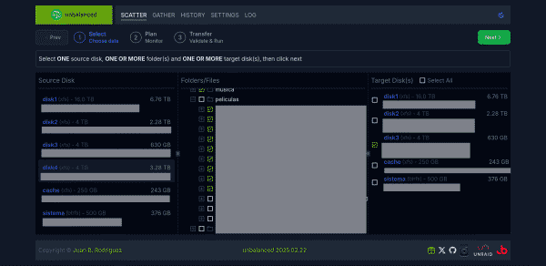 Plugin Unbalance moviendo los datos para vaciar el disco