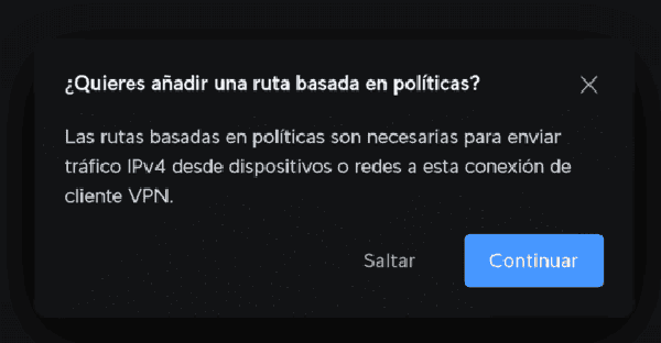 Confirmación de enrutamiento de todo el tráfico por la VPN
