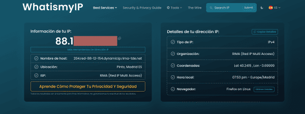 Dirección IP pública sin WGCF activo