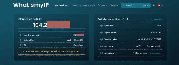 Dirección IP pública con WGCF activo
