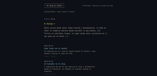 Captura del listado de artículos del blog