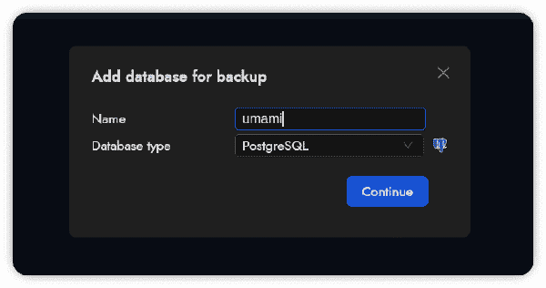 Botón para añadir base de datos en Databasus