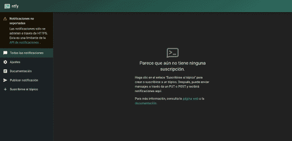 Interfaz web de ntfy