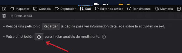 Pestaña Red en herramientas de desarrollo