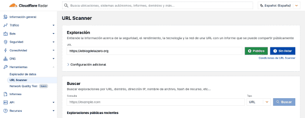 Escáner de URLs de Cloudflare Radar