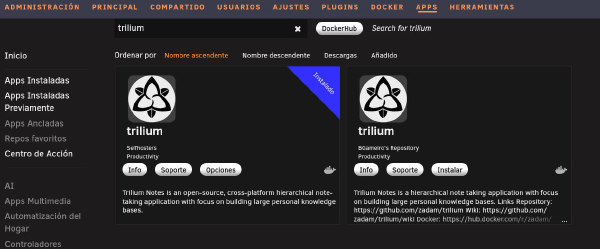 &ldquo;App Trilium en Unraid&rdquo;