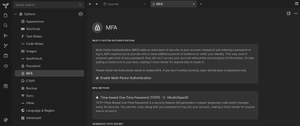 Configuración de MFA en Trilium