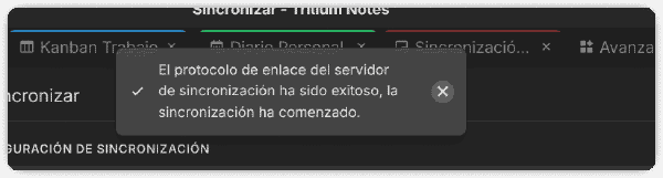 Sincronización en curso en Trilium