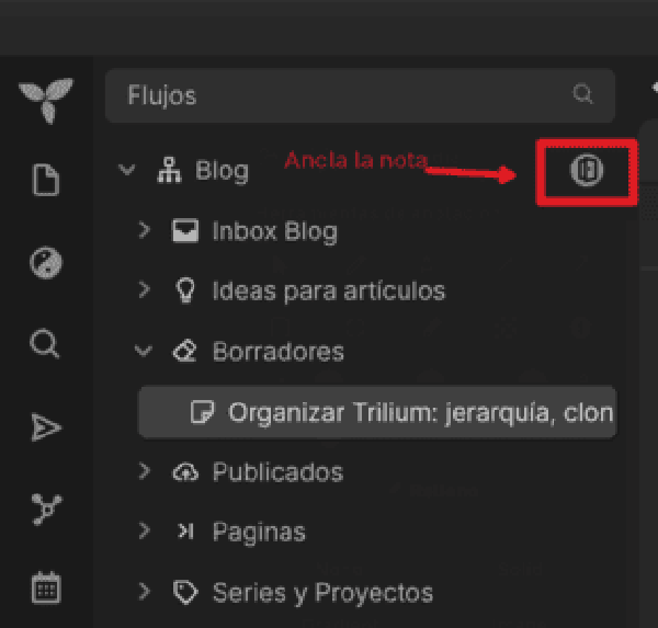 Anclaje de nota en Trilium