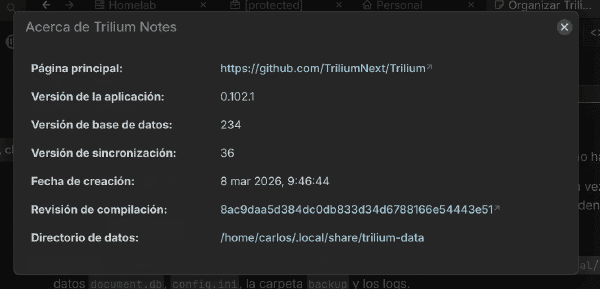 Directorio de datos de Trilium