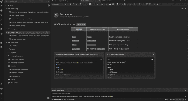 Configuración de plantilla automática para notas hijas en Trilium